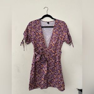 SHEIN mini dress with purple and orange print. Size Small.